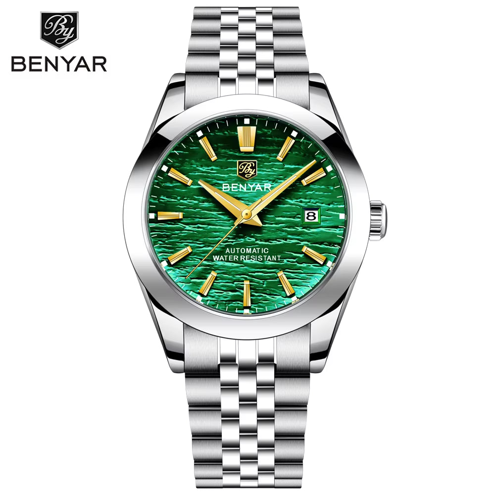 BENYAR Mens Watches Top Brand Luxury Man Mechanical Wristwatches Automatic Watch for Men Waterproof Sports Stainless Steel Clock