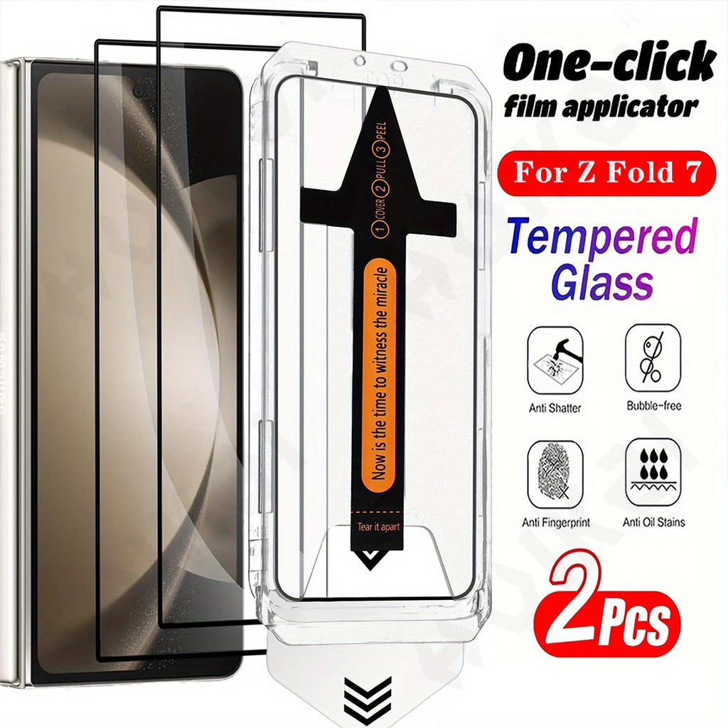 2 Pack for Samsung Galaxy Z Fold 7 6 5 Tempered Glass Screen Protector Auto Dust-Elimination Bubble Free HD Clear