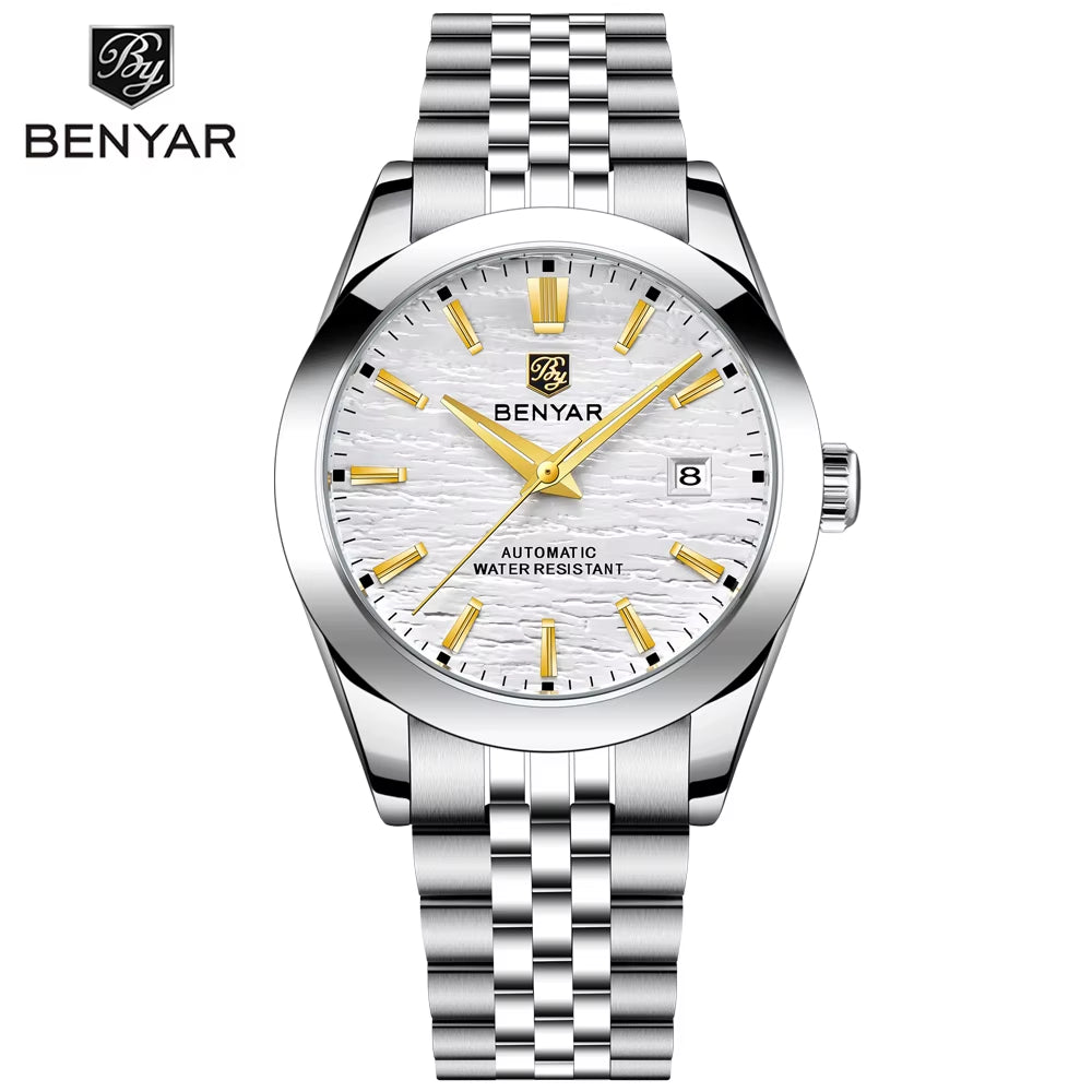 BENYAR Mens Watches Top Brand Luxury Man Mechanical Wristwatches Automatic Watch for Men Waterproof Sports Stainless Steel Clock
